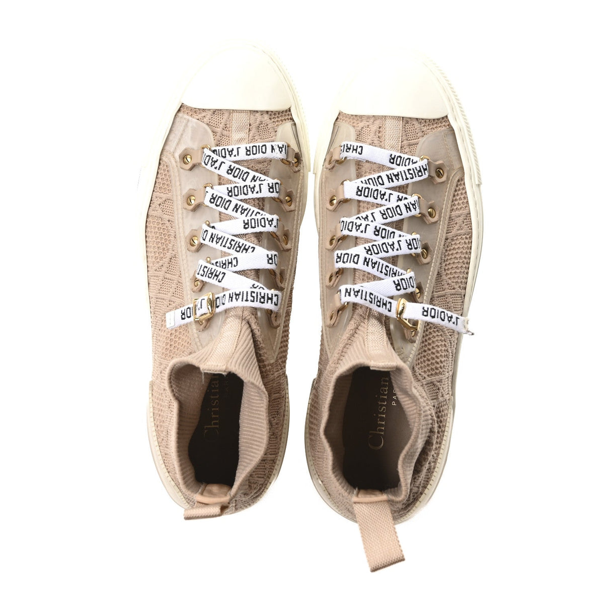 Christian Dior Technical Cannage Women's Walk'n Dior High Top Sneakers 38.5 Nude