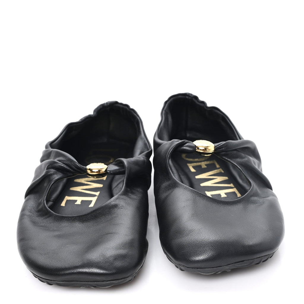 Loewe Lambskin Women's Pebble Ballerina Flats 35 Black