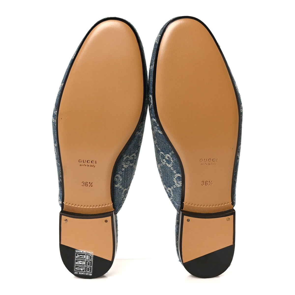 Gucci Denim GG Malaga Kid Women's Princetown Slippers 36.5 Light Blue Royale