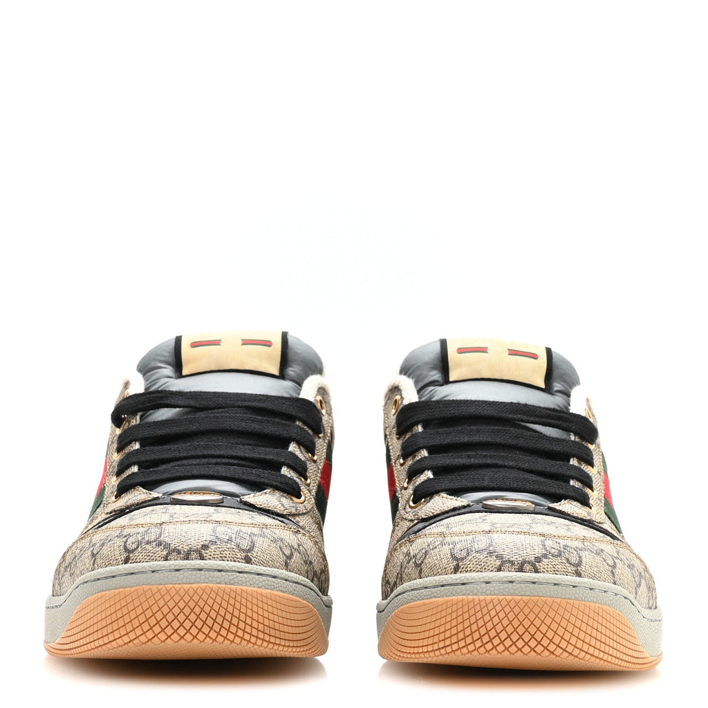 Gucci GG Supreme Calfskin Men's Screener Sneakers 9.5 Beige
