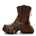 Louis Vuitton Patent Calfskin Women's LV Zoom Platform Boots 37 Brown