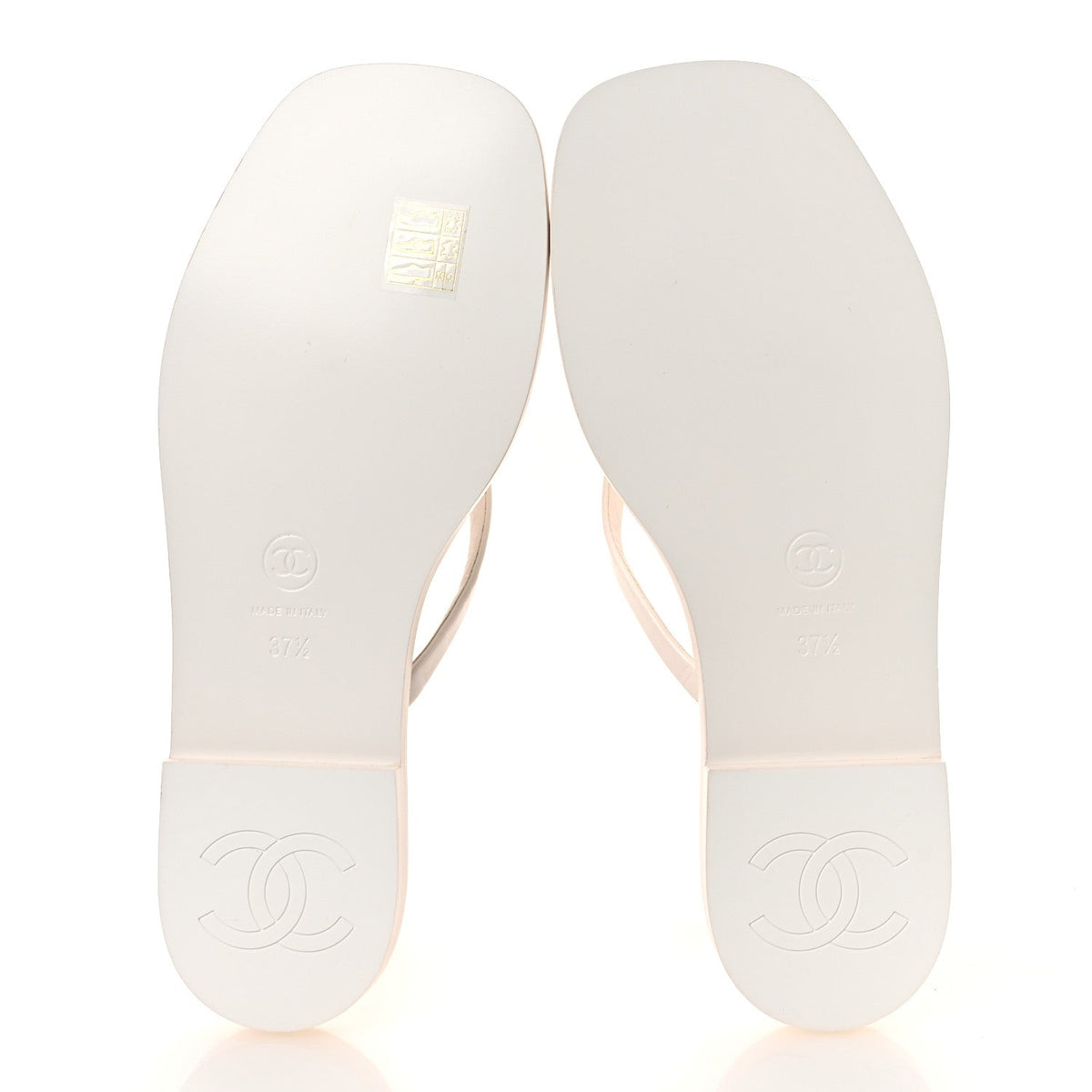 Chanel Goatskin CC Times Square Women's Thong Sandals White