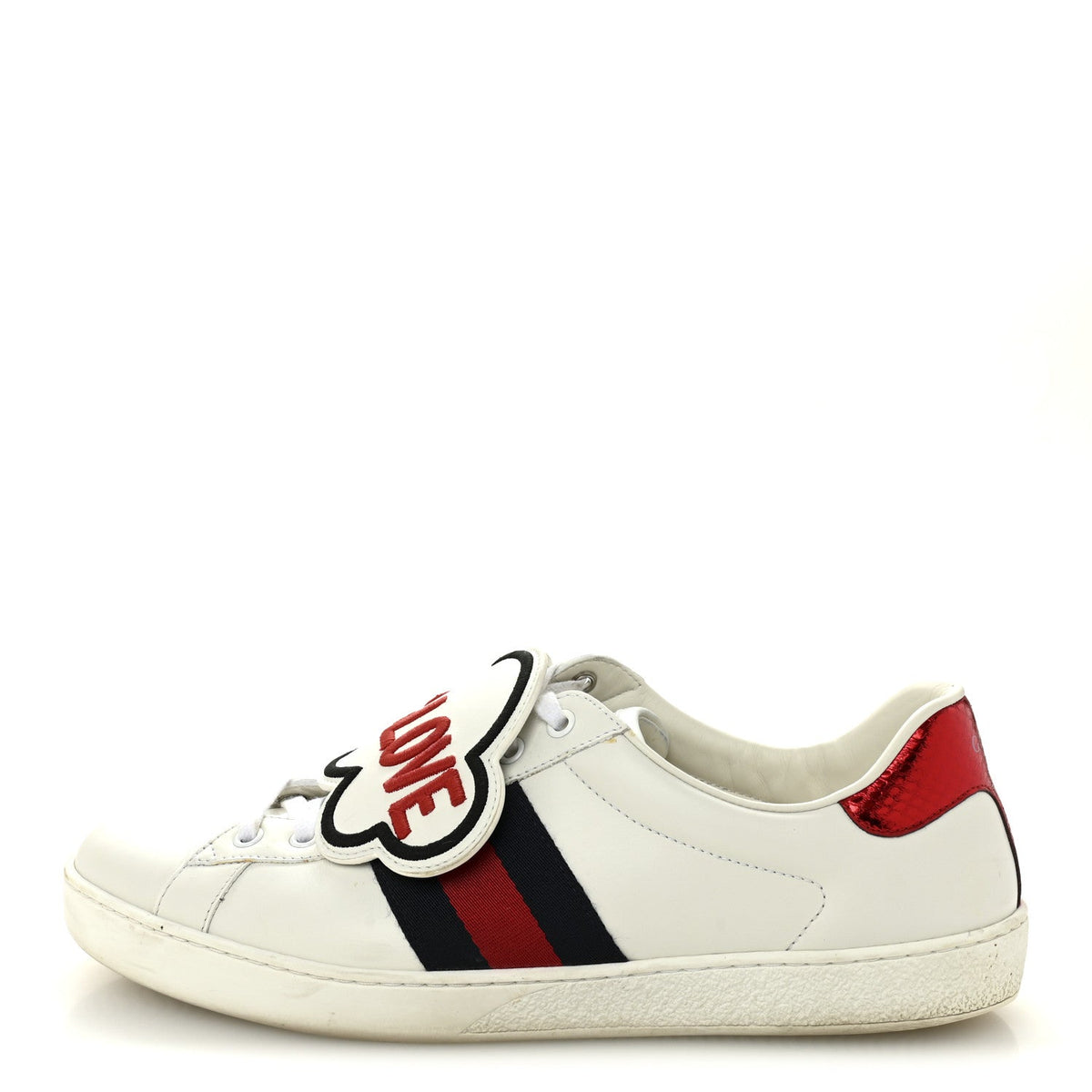 Calfskin Ayers Web Blind For Love Embroidered Ace Sneakers White