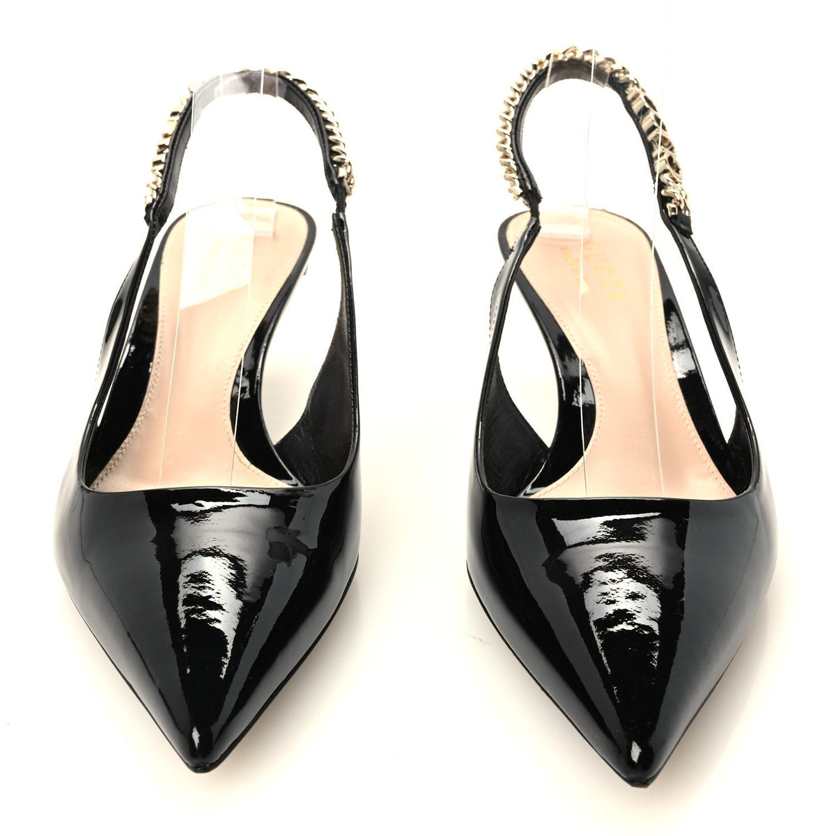 Gucci Patent Calfskin Women's Signoria 35mm Slingback Pumps 37.5 Black