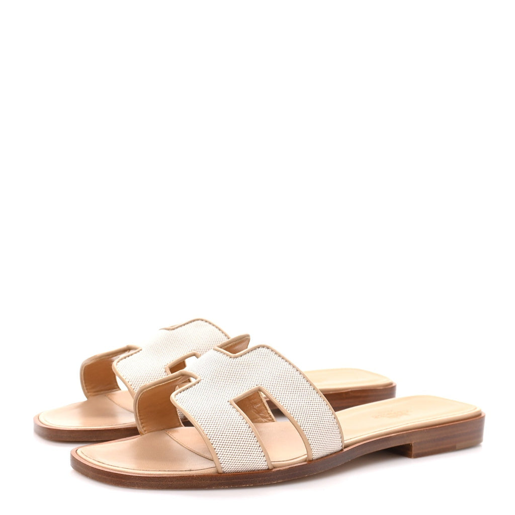 Hermes Linen Canvas Oran Women's Shoes