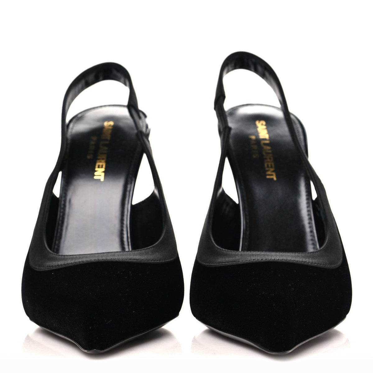 Saint Laurent Velvet Women's Victoire 115 Slingback Pumps 38.5 Black