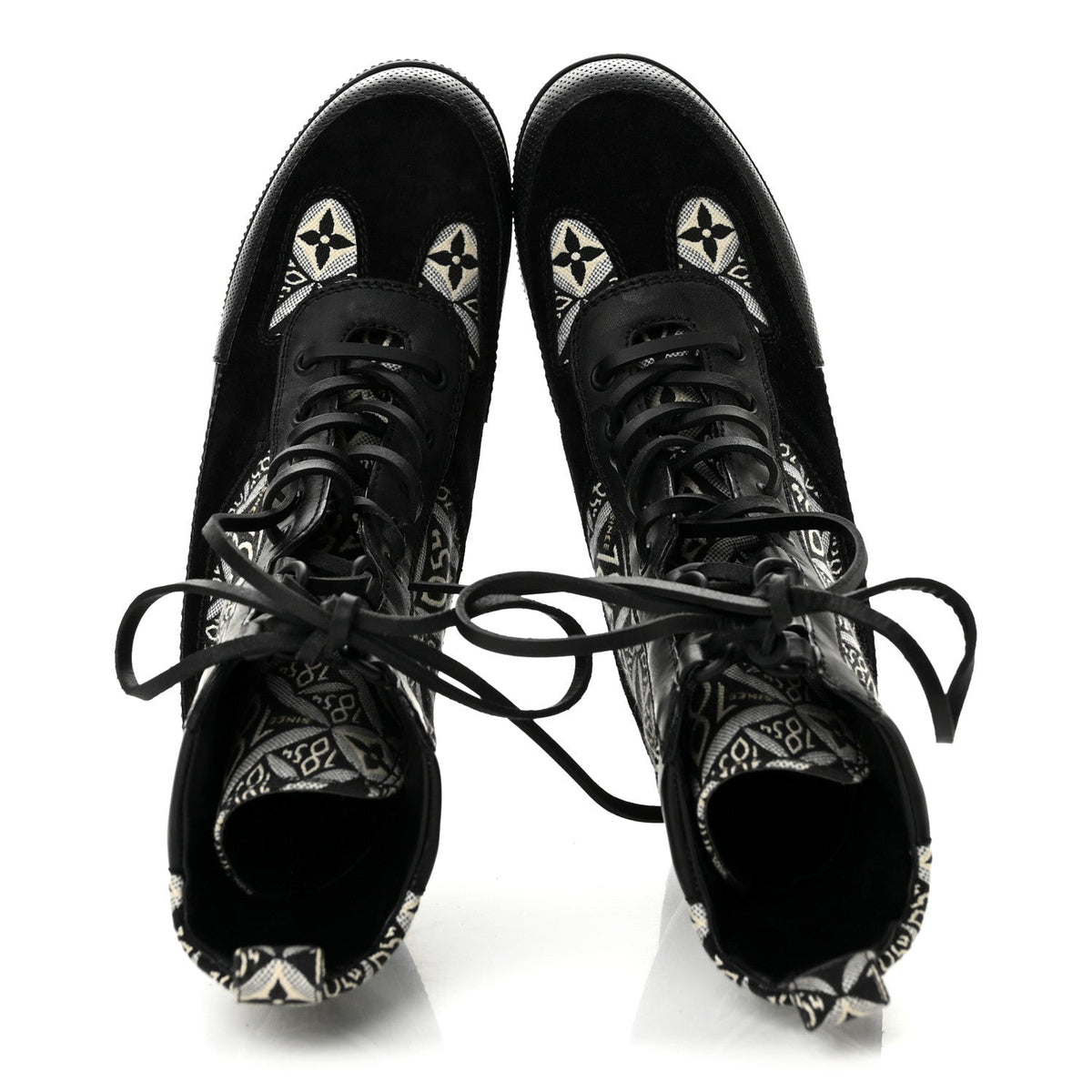 Louis Vuitton Suede Jacquard Women's Laureate Desert Boots 35.5 Black