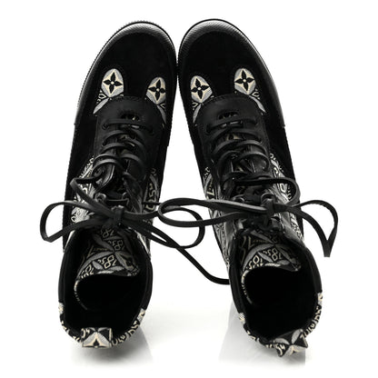 Louis Vuitton Suede Jacquard Women's Laureate Desert Boots 35.5 Black