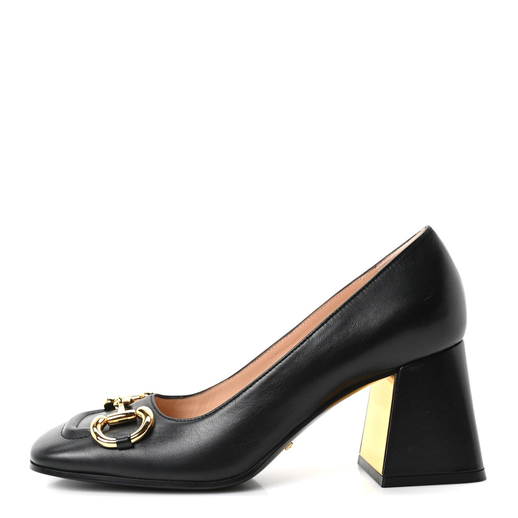 Gucci Kidskin Women's Horsebit 75mm Pumps 37.5 Black