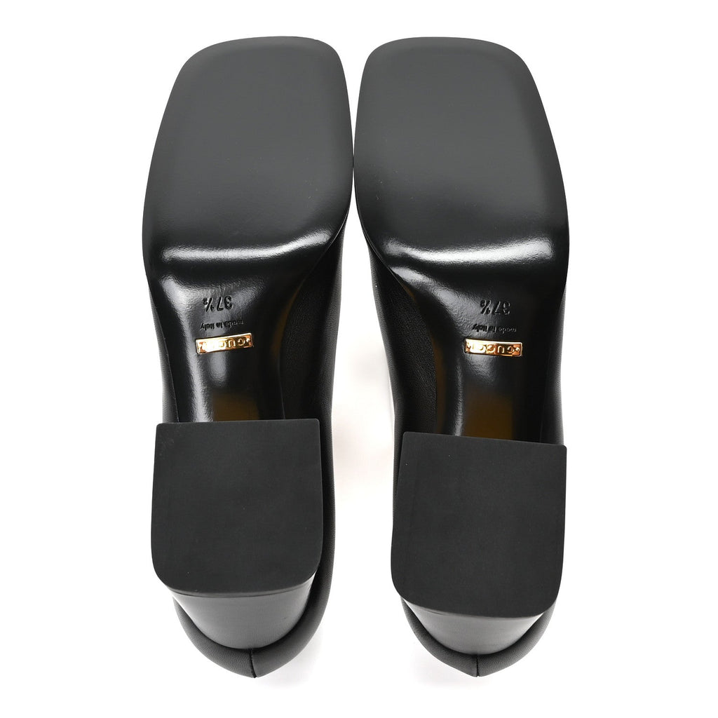 Gucci Malaga Kid Women's Horsebit 75mm Pumps 37.5 Black