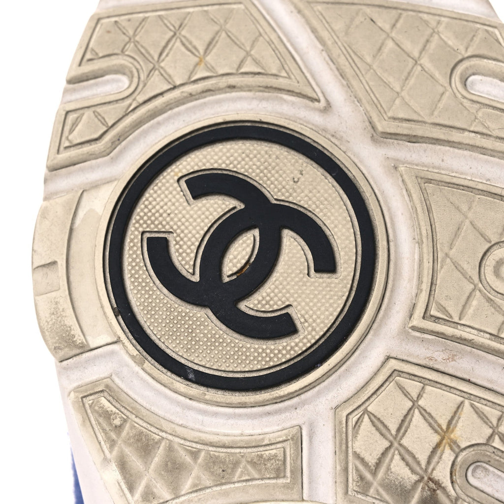 Chanel Nylon Calfskin Suede CC Women's Sneakers Light Blue