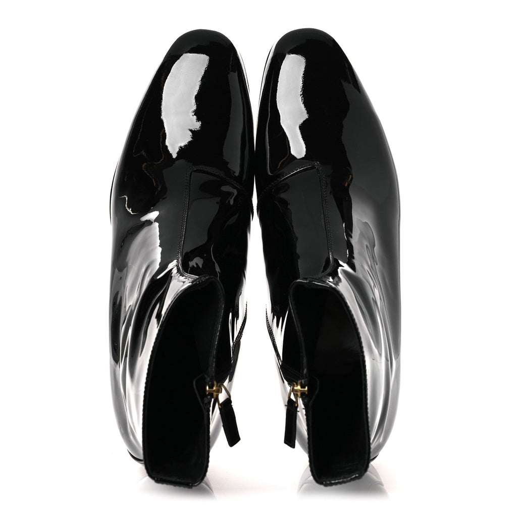 Gucci Patent Calfskin Men's GG Lois Bee Ankle Booties 13 Black