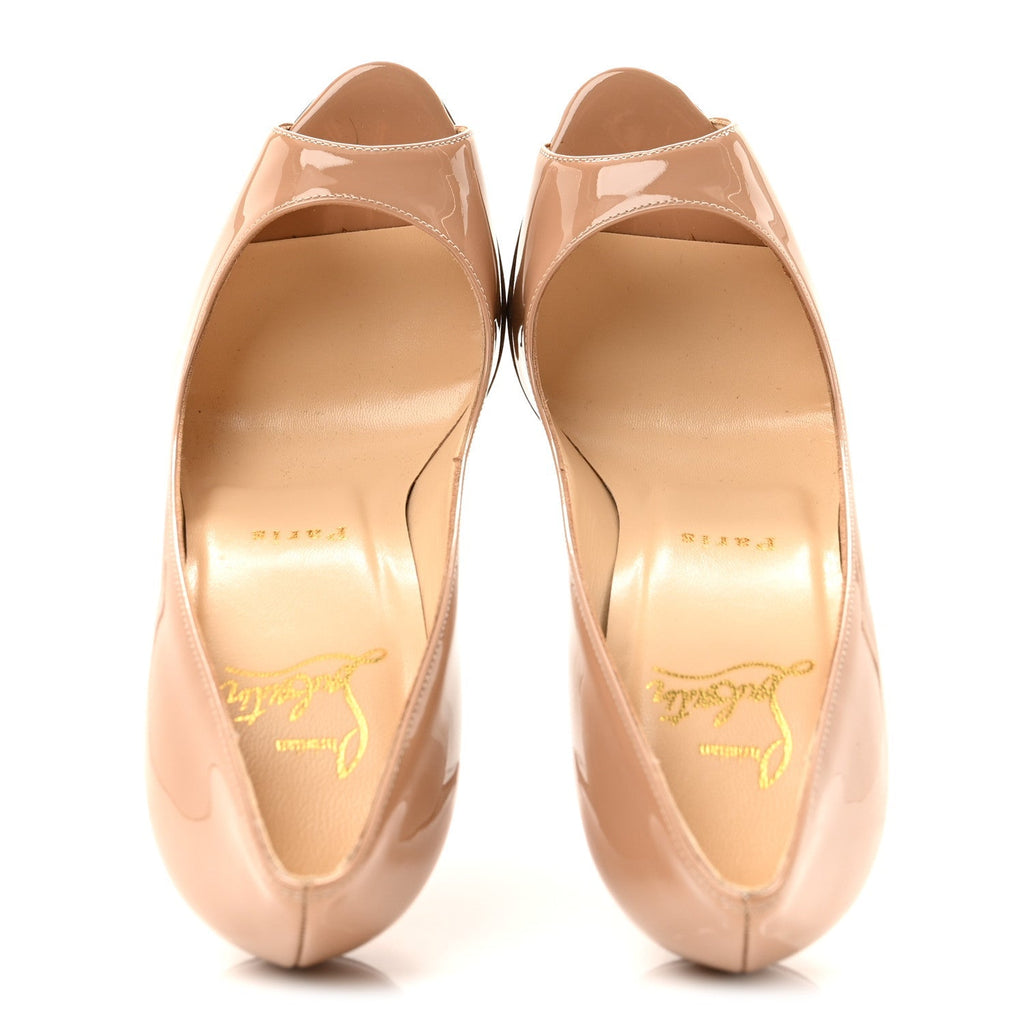 Christian Louboutin Patent Women's Yootish 100 Pumps 35.5 Nude