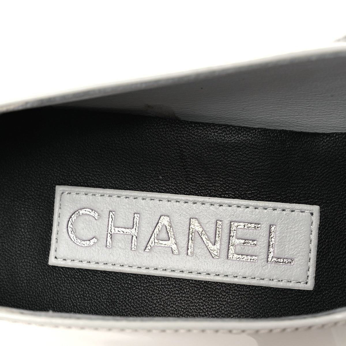 Chanel Patent Calfskin Women's Mary Janes Flats 39 White Black