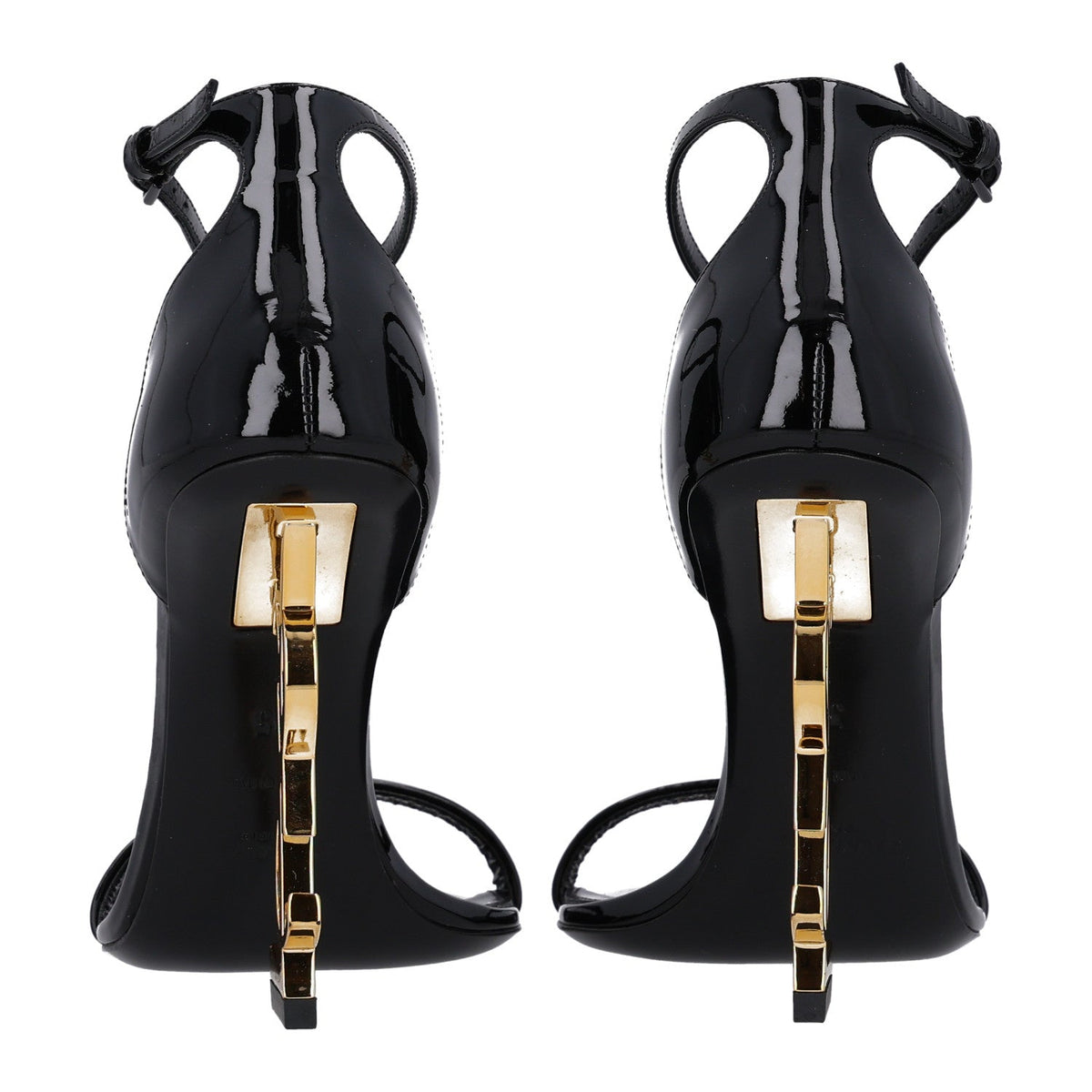 Saint Laurent Patent Calfskin Women's Opyum 110 Sandals 35 Black Gold