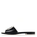 Lambskin Patent Calfskin CC Cutout Mules Black