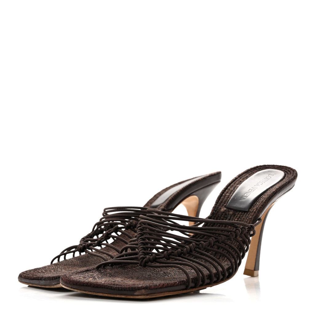 Bottega Veneta Raffia Elasticized Women's Cindy Stretch Mule Sandals 39 Bitter Chocolate