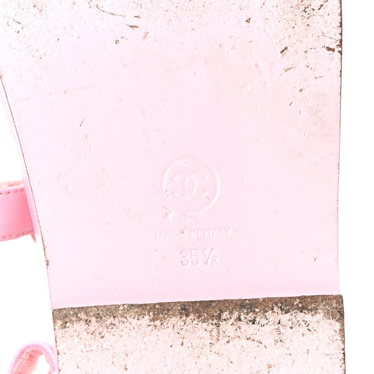 Chanel Lambskin Crystal Women's CC Dad Sandals 35.5 Light Pink