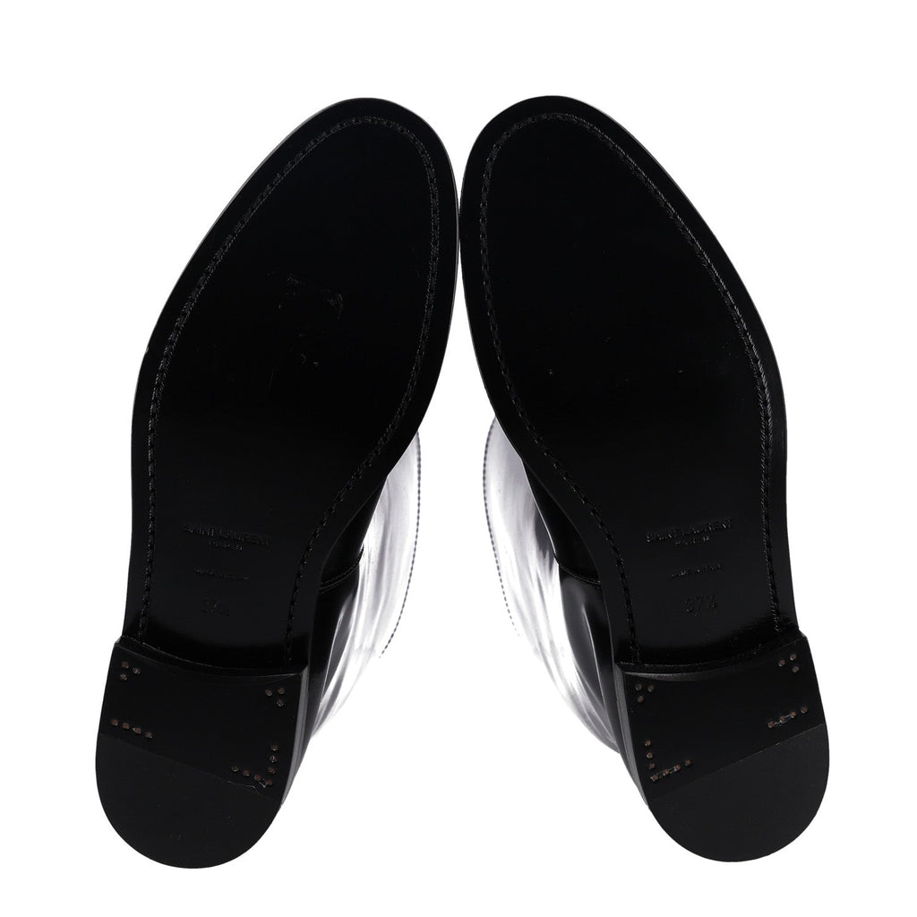 Saint Laurent Vitello Calfskin Women's Ruinart Hunt 25 Boots 37.5 Black
