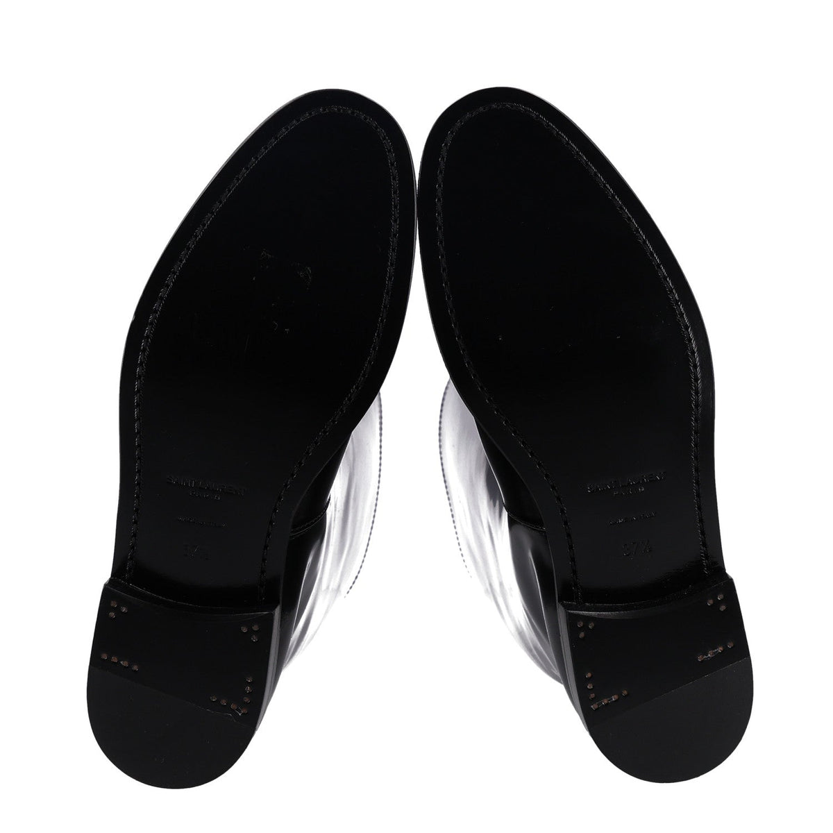 Saint Laurent Vitello Calfskin Women's Ruinart Hunt 25 Boots 37.5 Black