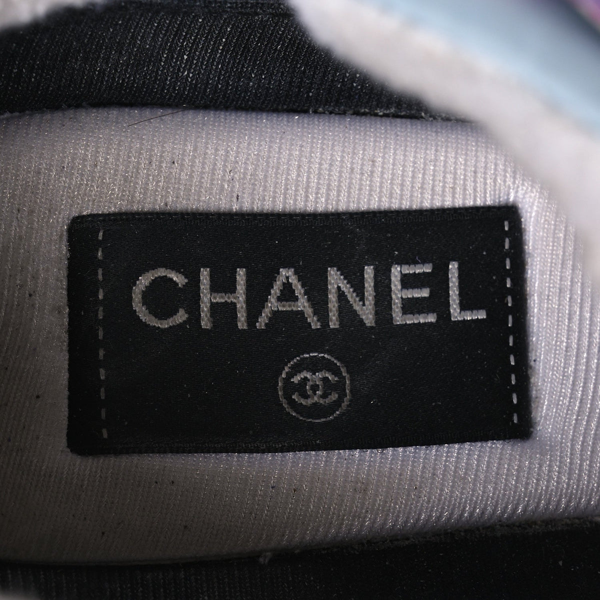 Chanel Nylon Calfskin Suede CC Women's Sneakers Light Blue