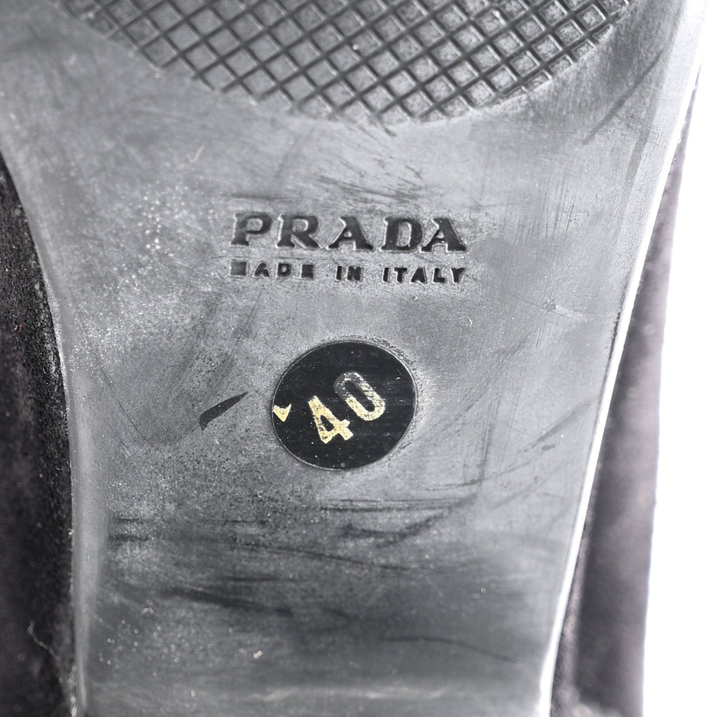Prada Suede Women's Triangle Logo Zip Boots 40 Black