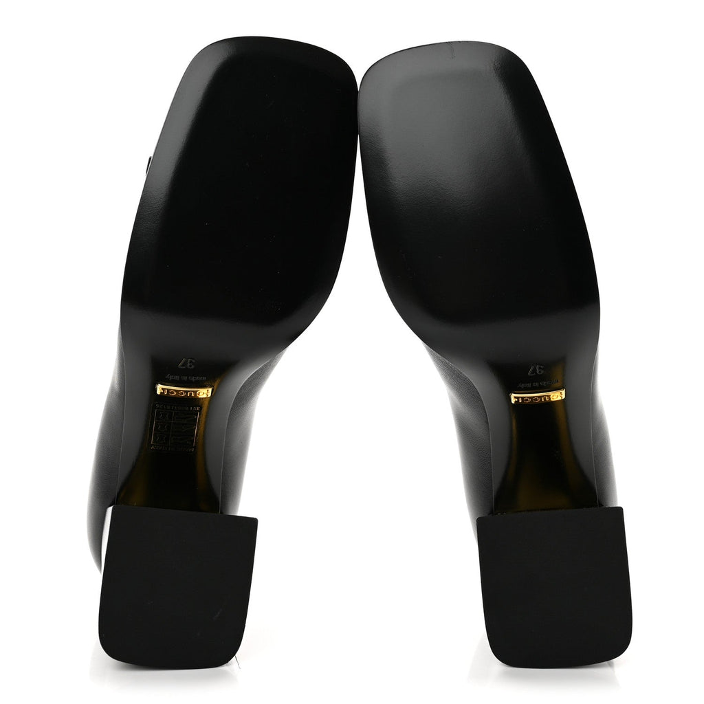 Gucci Kidskin Leather Women's Malaga Kid Horsebit Pumps 37 Black