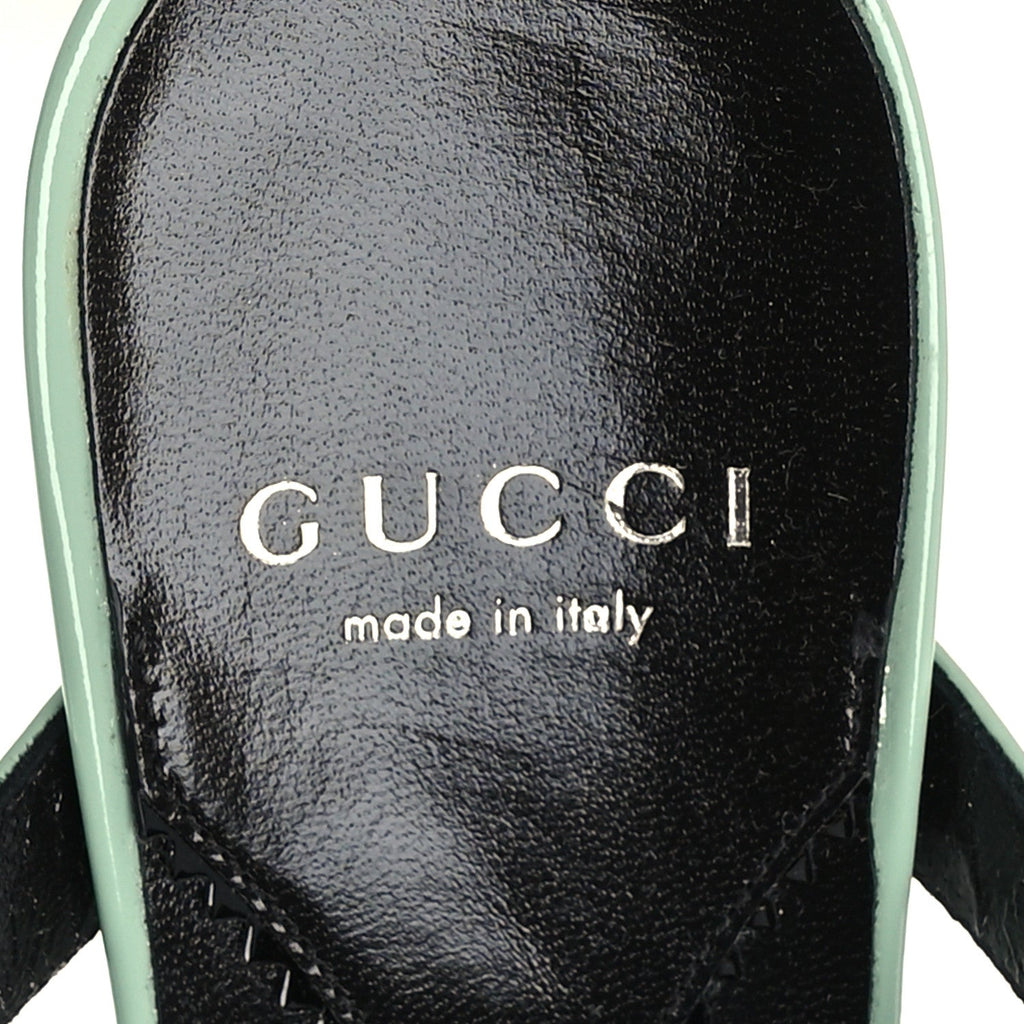 Gucci Calfskin Women's Regent Horsebit Mid Heel Sandals 38.5 Pacific Green