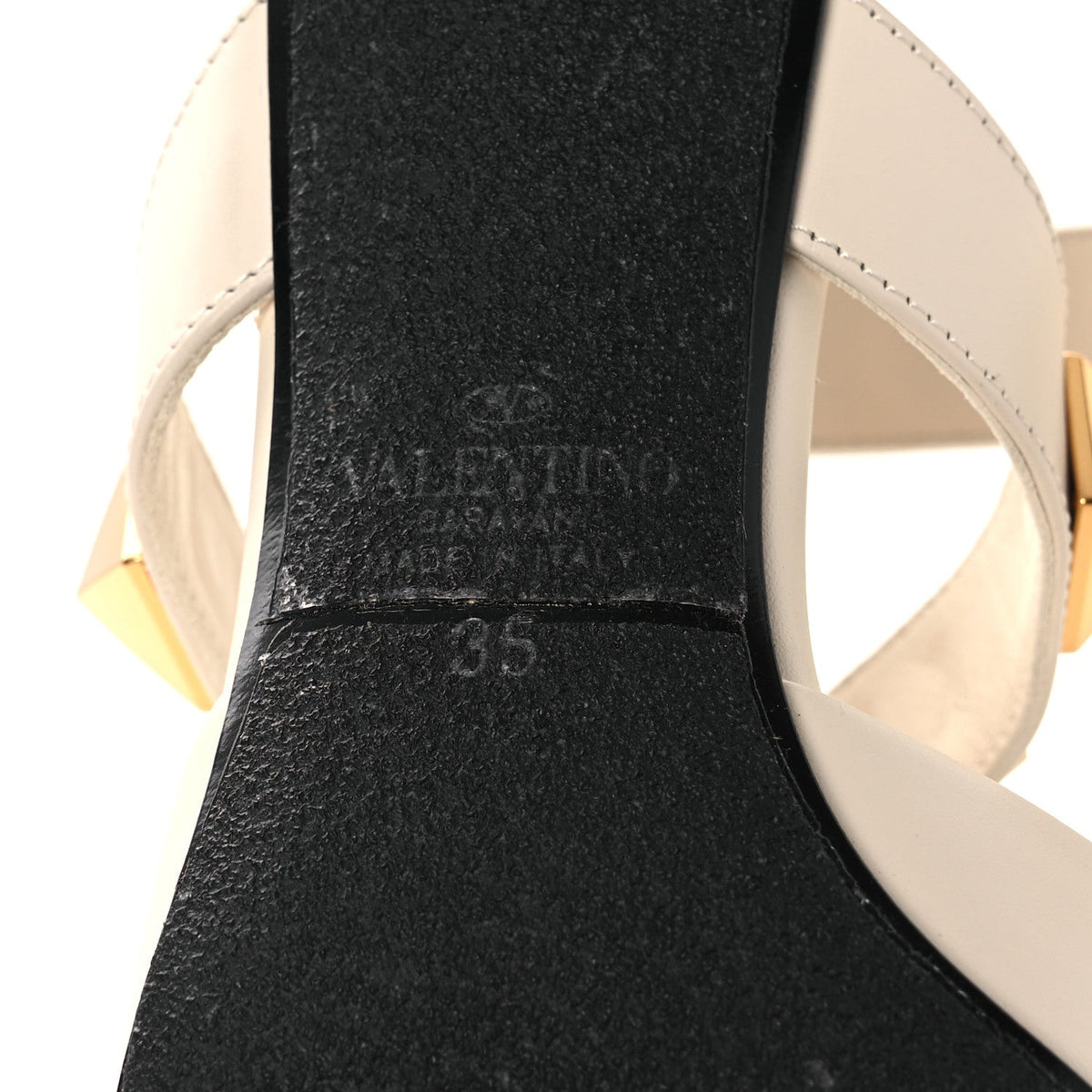 Valentino Garavani Calfskin Women's Roman Stud Ankle Strap 40mm Pumps 35 White
