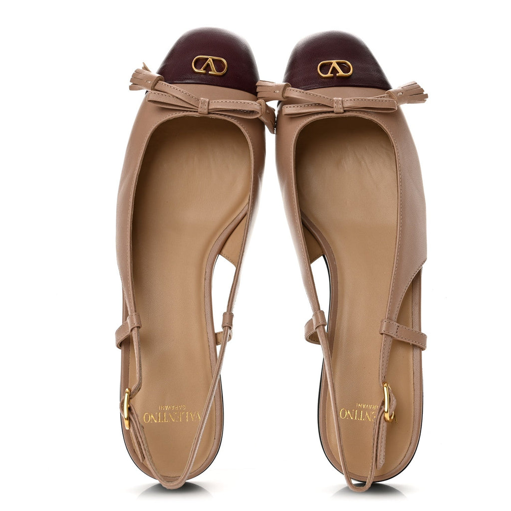Valentino Garavani Calfskin Women's VLogo Valet Du Roi Flats 38 Pink Garnet