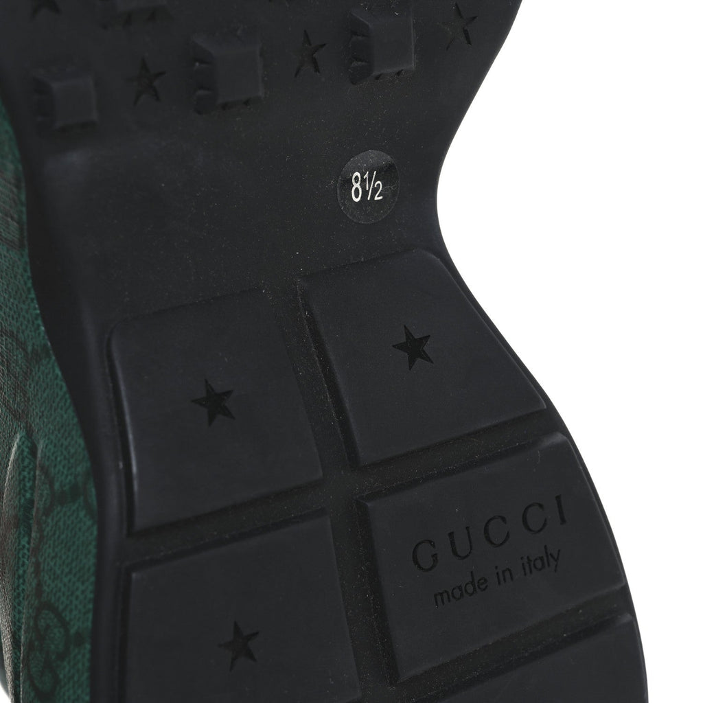 Gucci GG Supreme Monogram Men's Rhyton Sneakers 8.5 Black Green
