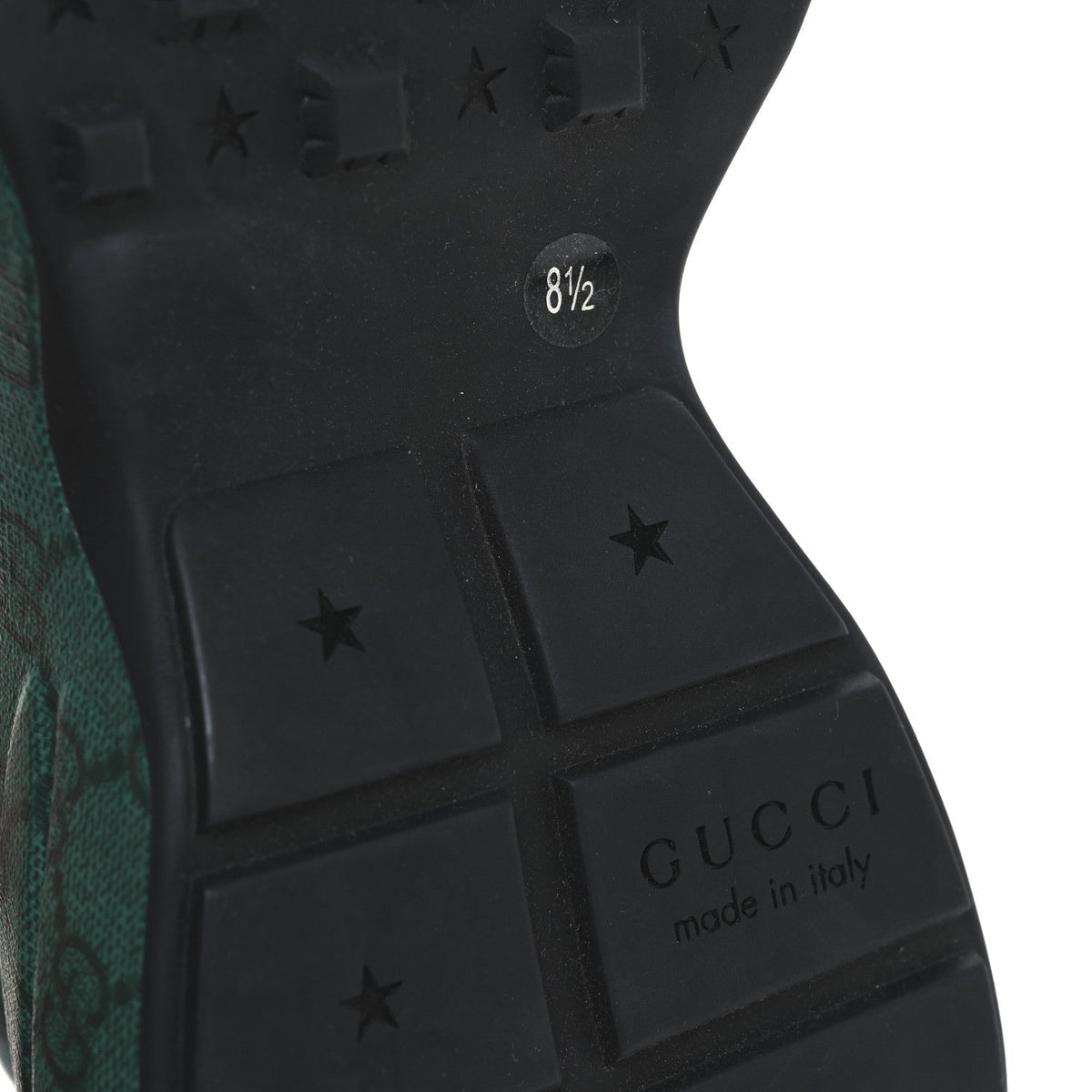 Gucci GG Supreme Monogram Men's Rhyton Sneakers 8.5 Black Green
