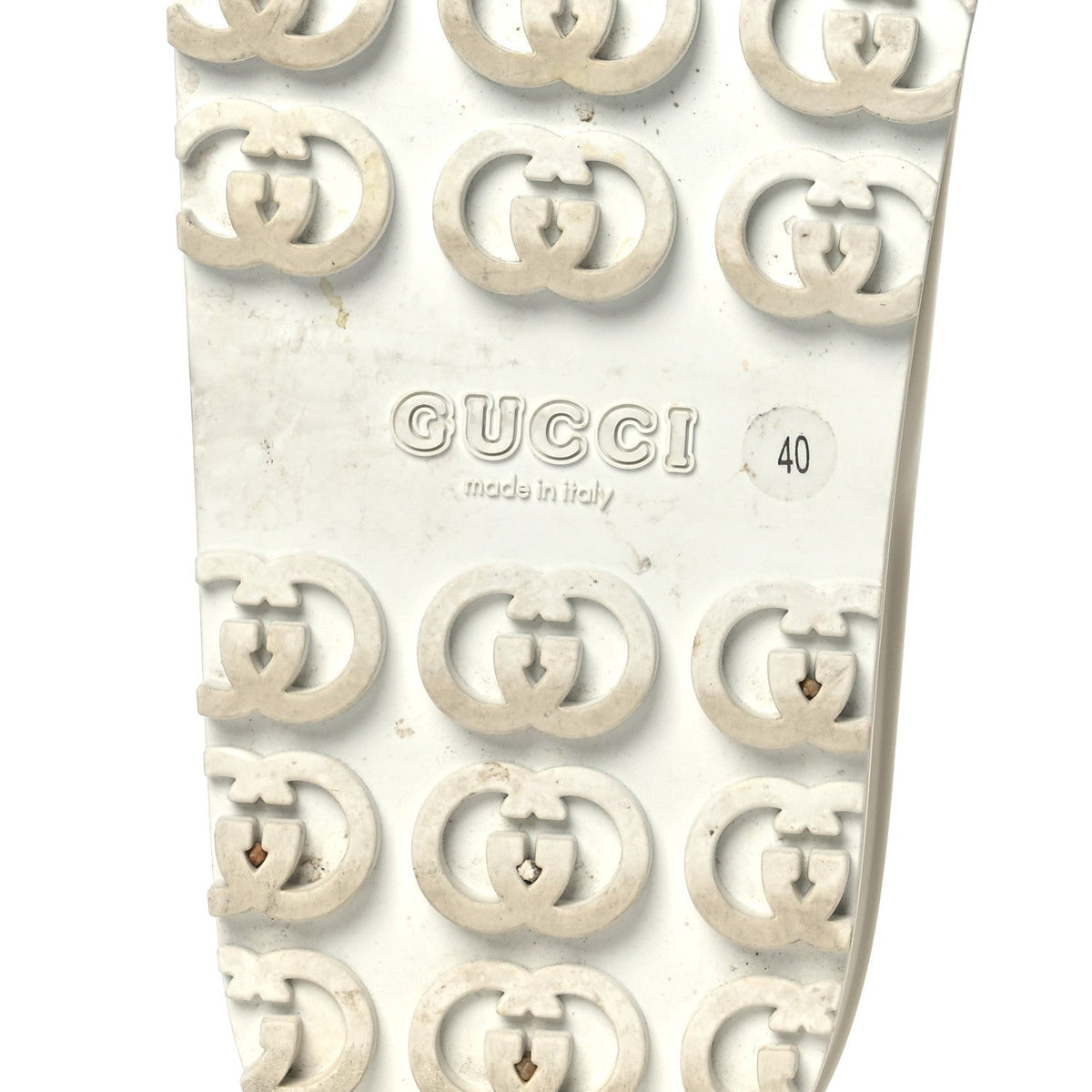 Gucci Rubber Women's Interlocking G Platform 42mm Slide Sandals 40 Off White