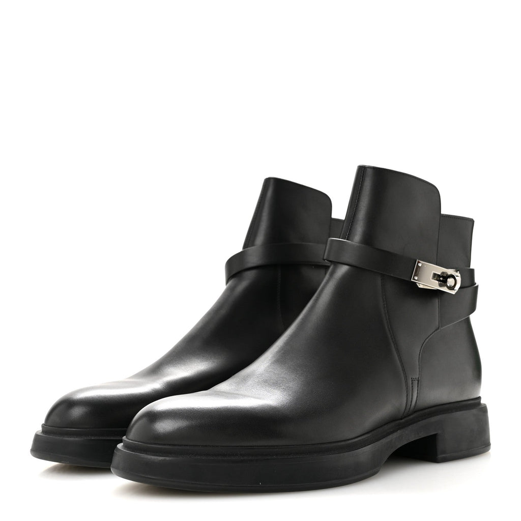 Hermes Calfskin Veo Kelly Men's Ankle Boots Black