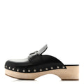Prada Calfskin Women's Metal Triangle Logo 45mm Clogs 40 Black