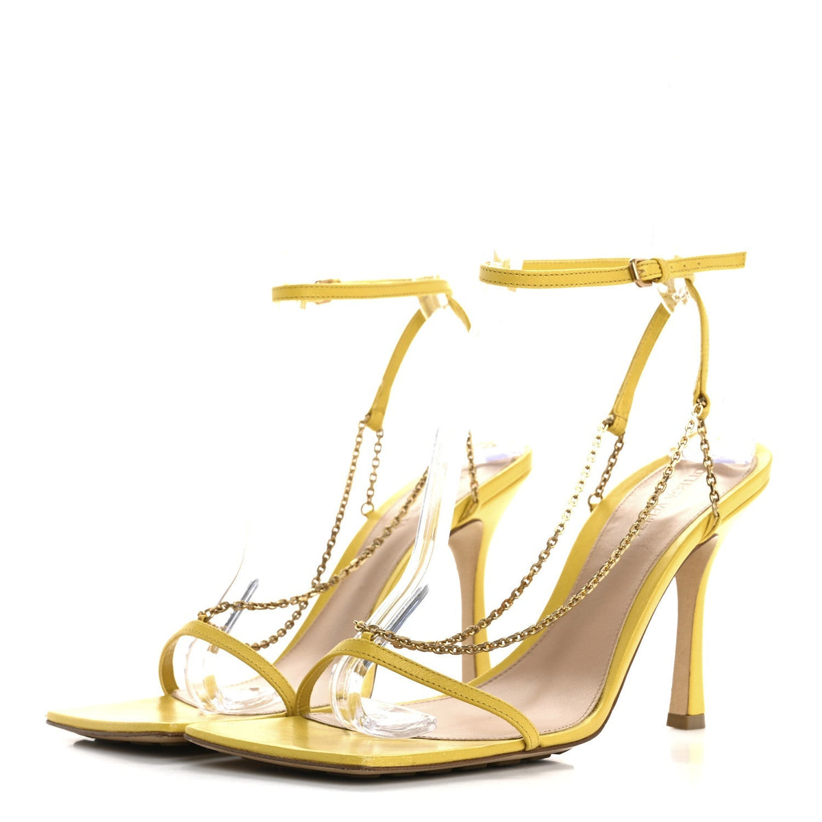 Bottega Veneta Lambskin Stretch Chain Strap 90mm Women's Sandals 41 Buttercup
