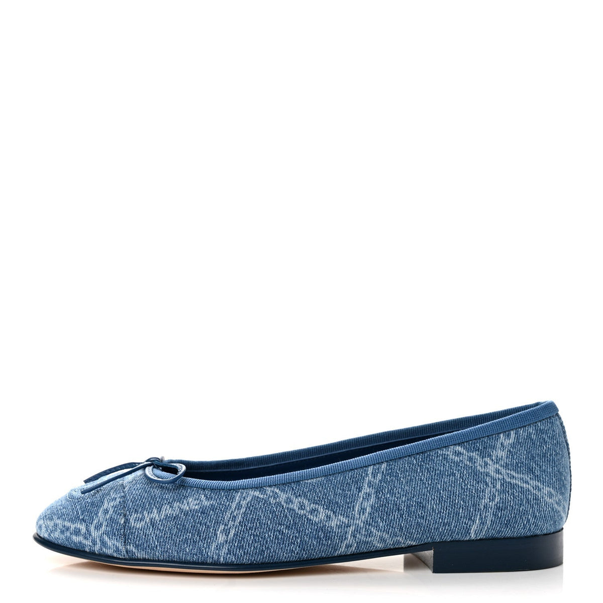 Chanel Denim Printed Cap Toe Women's Ballerina Flats