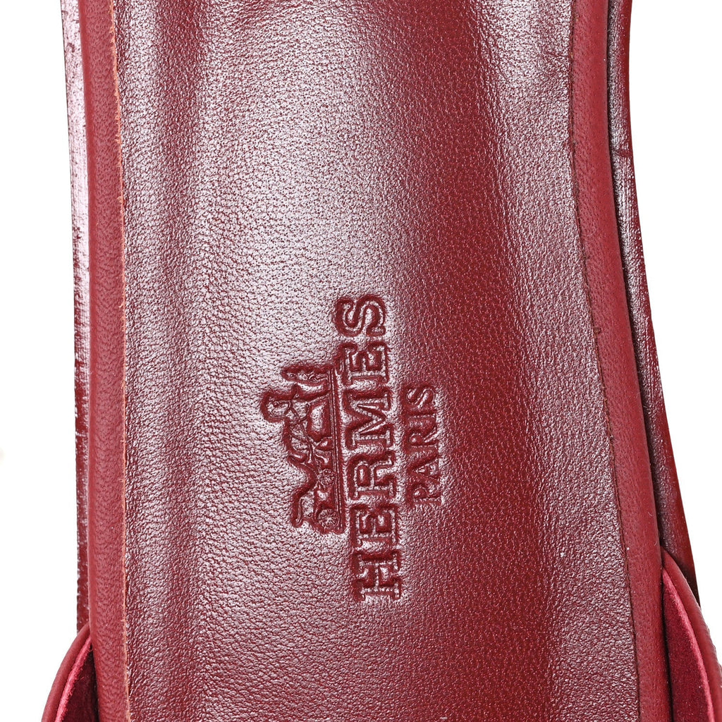 Hermes Epsom Women's Santorini Sandals 38 Rouge H