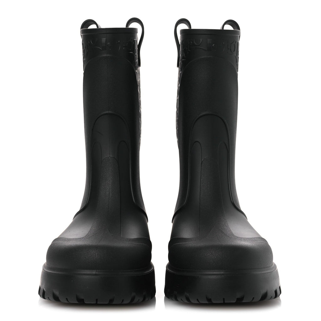 Christian Dior Rubber Men's Oblique Garden Rain Boots 43 Black