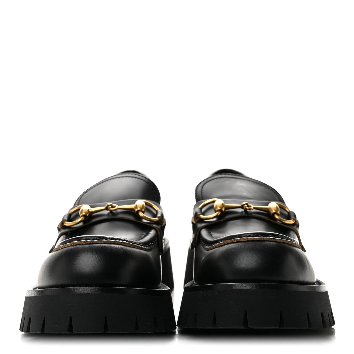 Gucci Cordovan Lux Women's Harald Horsebit 25mm Platform Loafers 37.5 Black