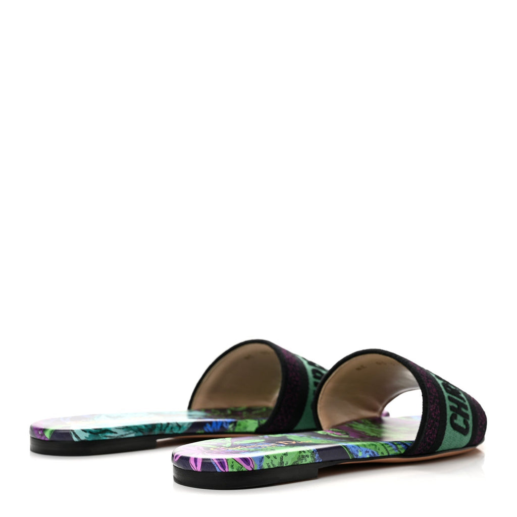 Christian Dior Canvas Women's Dway Slide Sandals 36.5 Purple Multicolor