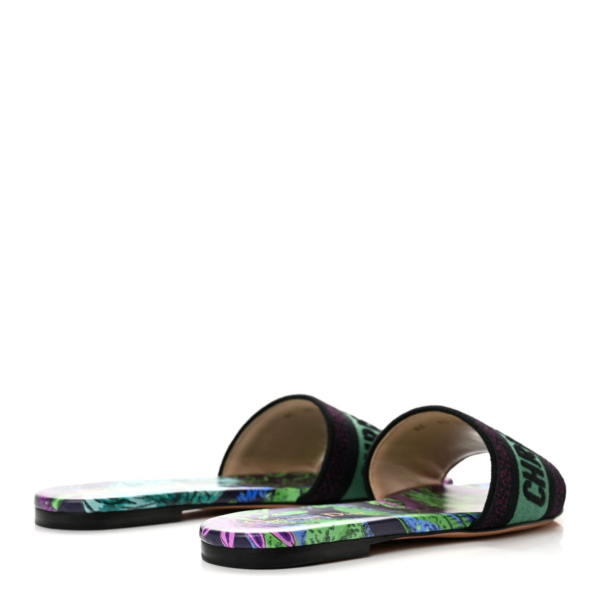 Christian Dior Canvas Women's Dway Slide Sandals 36.5 Purple Multicolor
