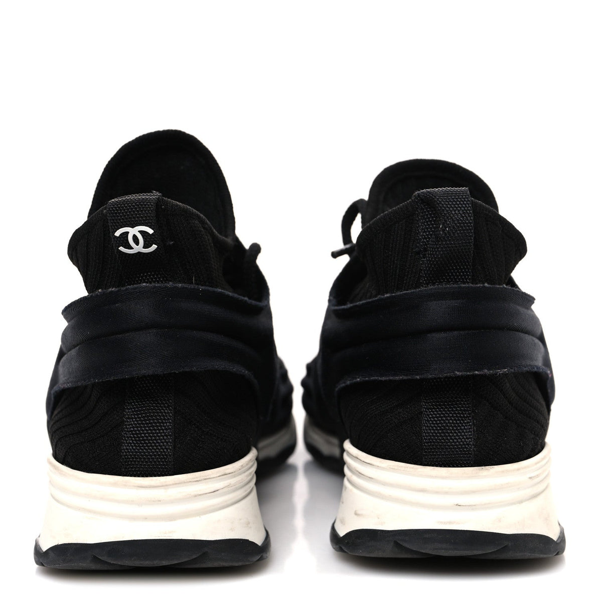 Chanel Stretch Fabric Women's CC Sneakers 36 Black