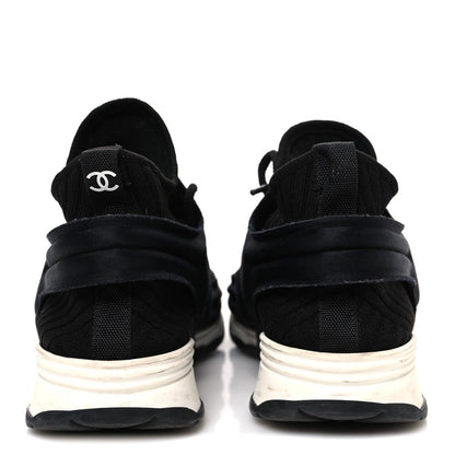 Chanel Stretch Fabric Women's CC Sneakers 36 Black