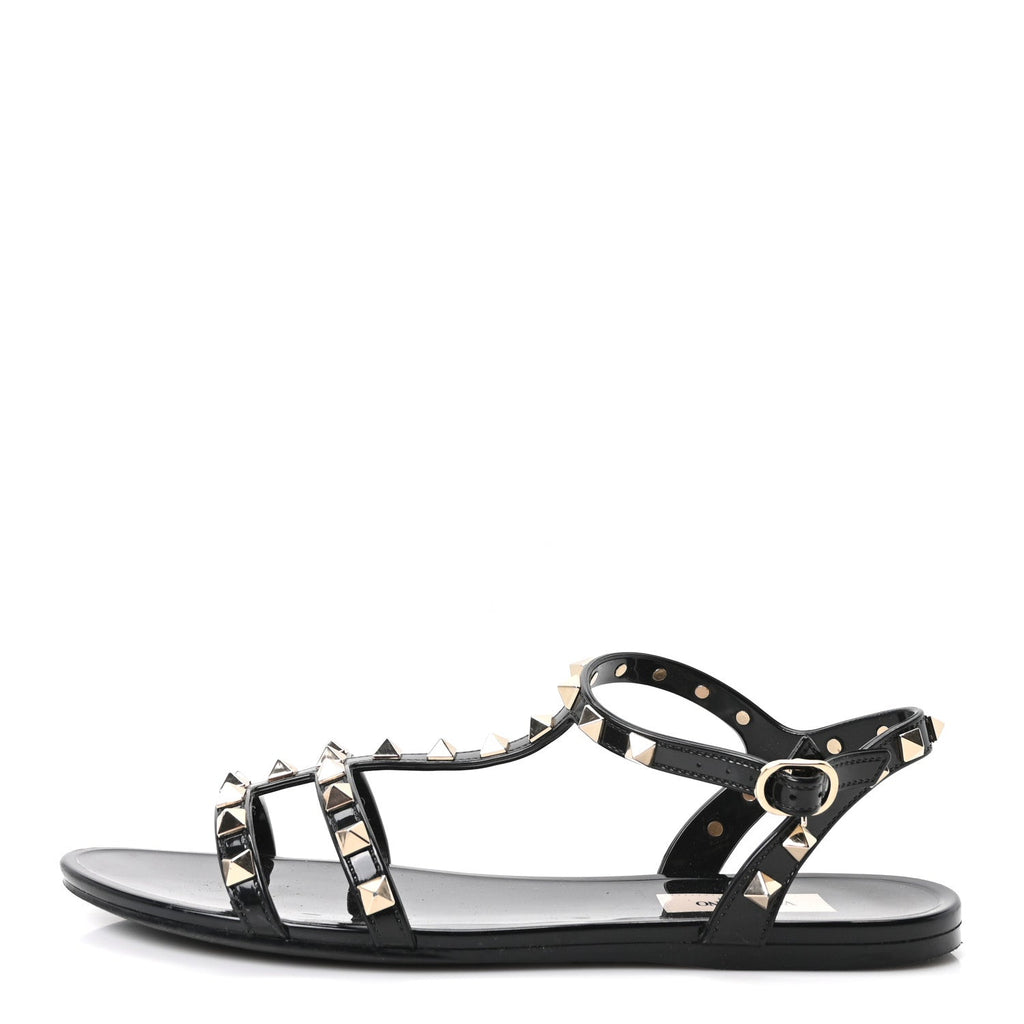 Valentino Garavani PVC Women's Jelly Rockstud Caged Sandals 38 Black