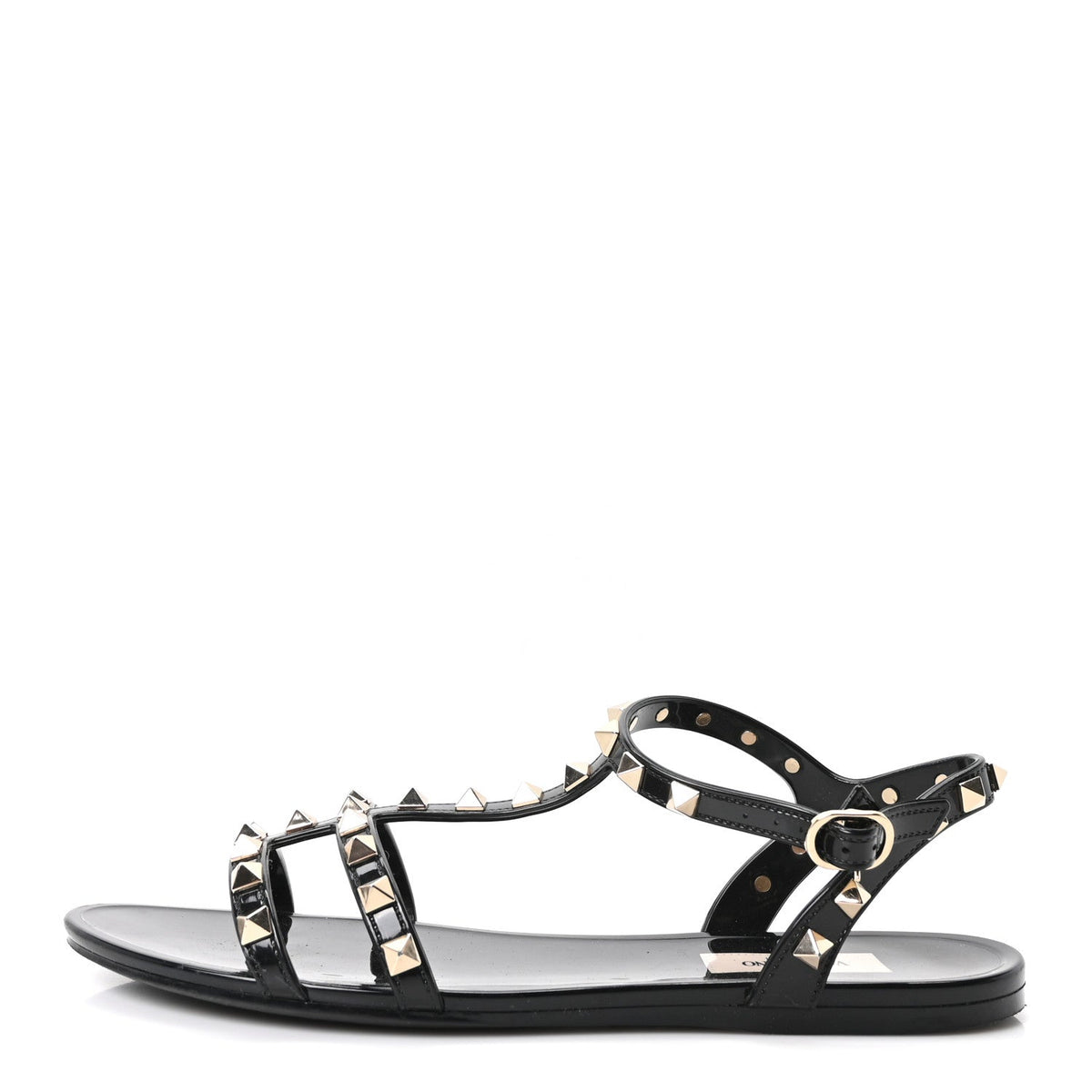 Valentino Garavani PVC Women's Jelly Rockstud Caged Sandals 38 Black