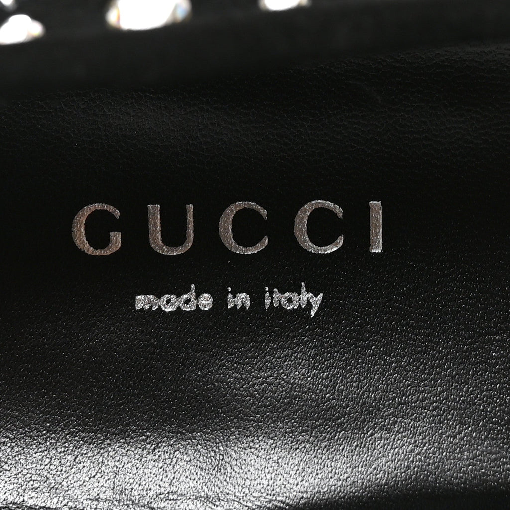 Gucci Suede Velvet Women's Crystal GG Jordaan Loafers 37.5 Black