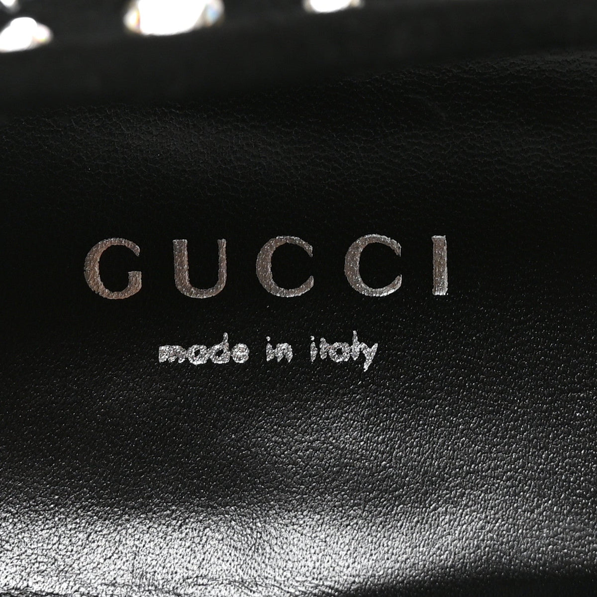 Gucci Suede Velvet Women's Crystal GG Jordaan Loafers 37.5 Black