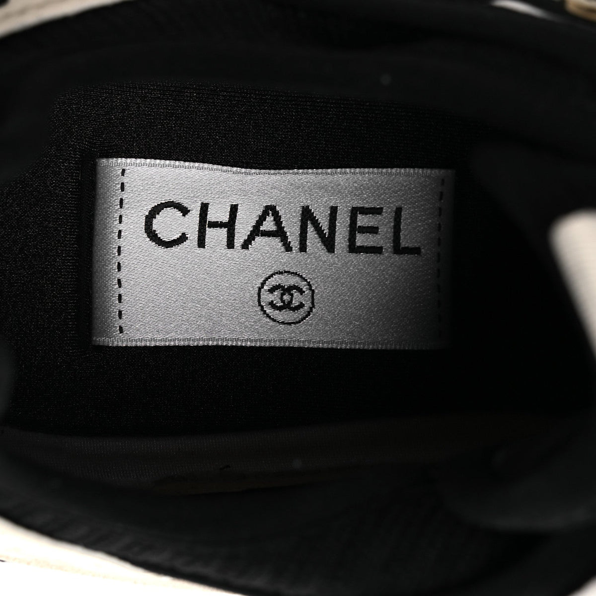 Chanel Fabric Suede Calfskin Women's CC Sneakers 39.5 White Black