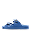 Lambskin Quilted Velcro Dad Chain CC Slide Sandals Blue